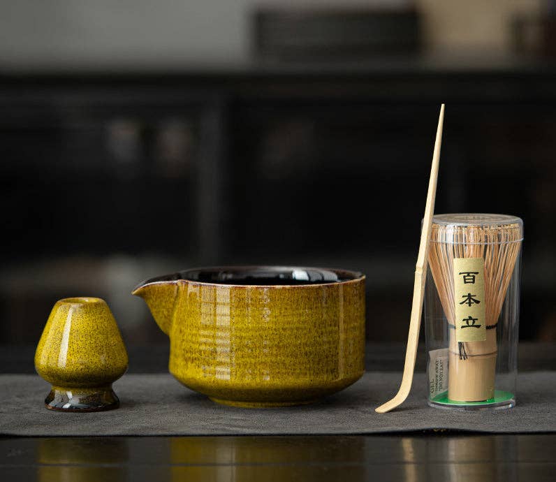 Gohobi - Gohobi Colourful Ceramic Bowl Matcha Set: Yellow - Coffee Coaching Club