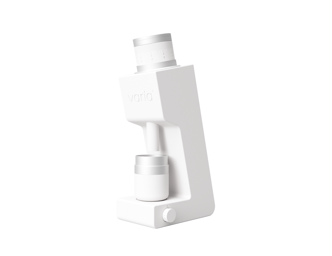 Moulin Varia VS4 en blanc – vue latérale - Coffee Coaching Club