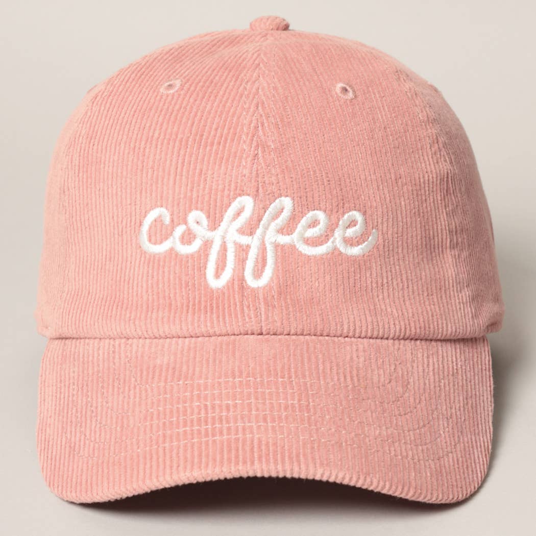 Pink corduroy cap with white &
