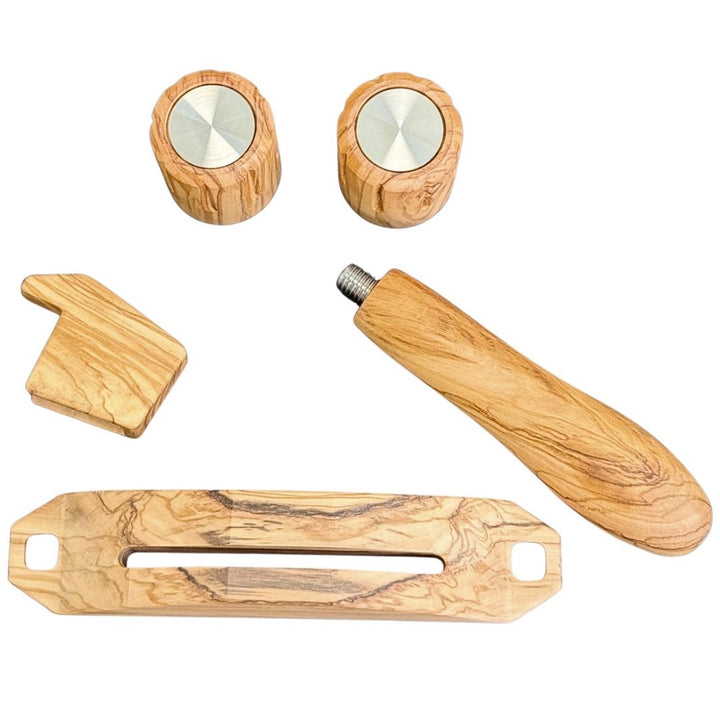 Conjunto em madeira Brewspire de oliveira – botões rotativos, paddle e alavanca de vapor como peças soltas