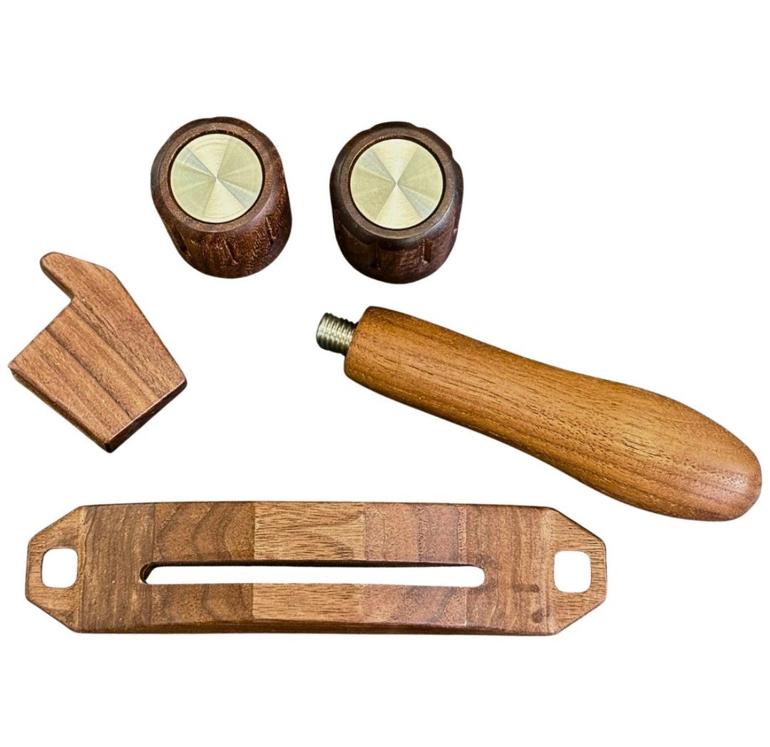 Conjunto em madeira Brewspire de nogueira – botões rotativos, paddle e alavanca de vapor como peças soltas