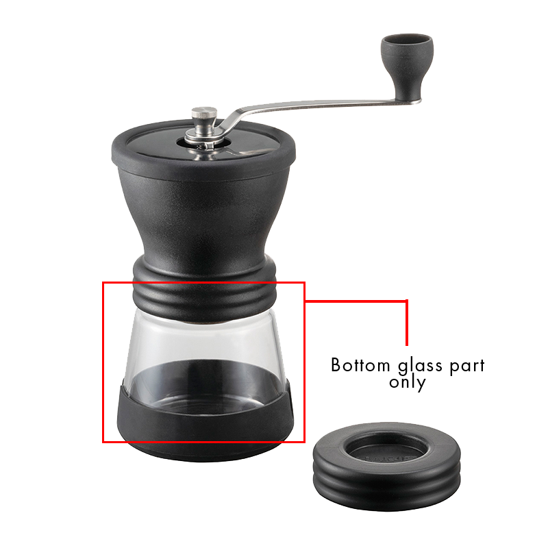 Moulin à café manuel Hario Ceramic Skerton PLUS avec le verre de récupération inférieur mis en évidence