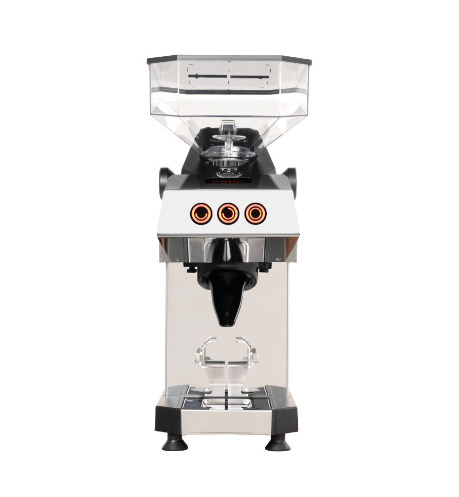 Moulin à espresso La Marzocco Swan – détail du bec verseur et de la fourche – Coffee Coaching Club 3