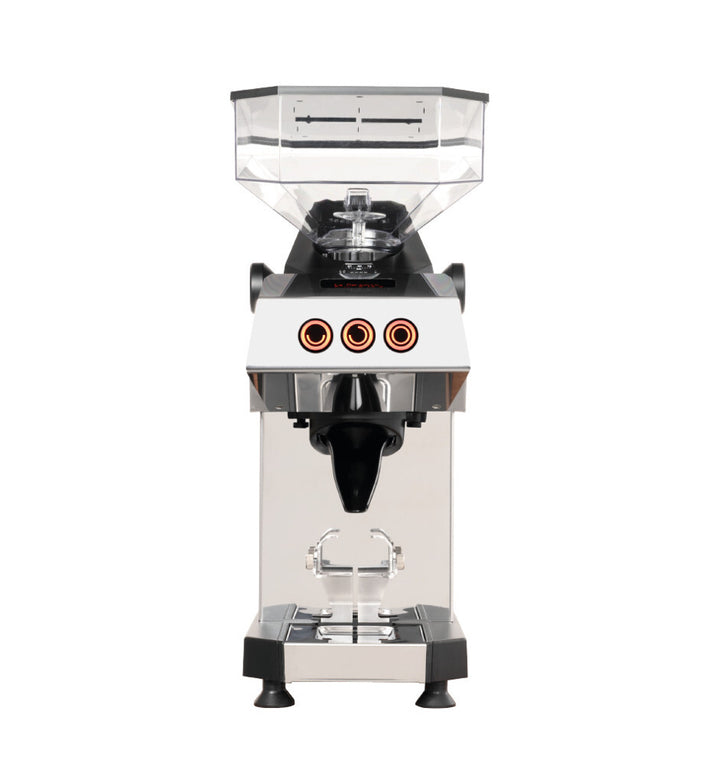 Moulin à espresso La Marzocco Swan – détail du bec verseur et de la fourche – Coffee Coaching Club 3