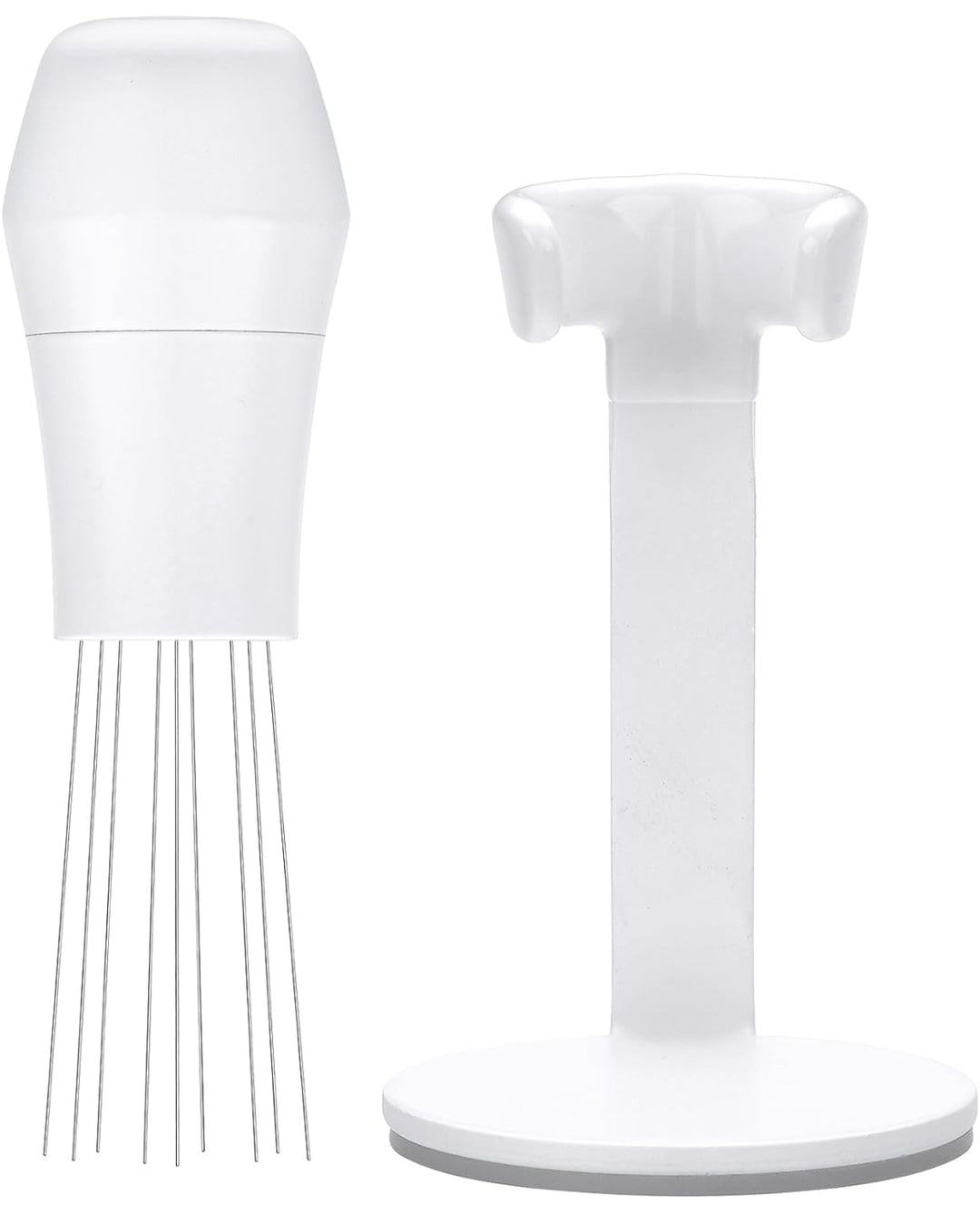 Normcore WDT Tool white in use on the portafilter – Coffee Coaching Club 5