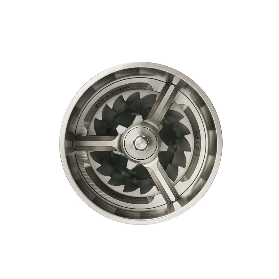 Comandante C60 Baracuda Nautilus Blue – Nahaufnahme des Baracuda-Konusmahlwerks – Coffee Coaching Club