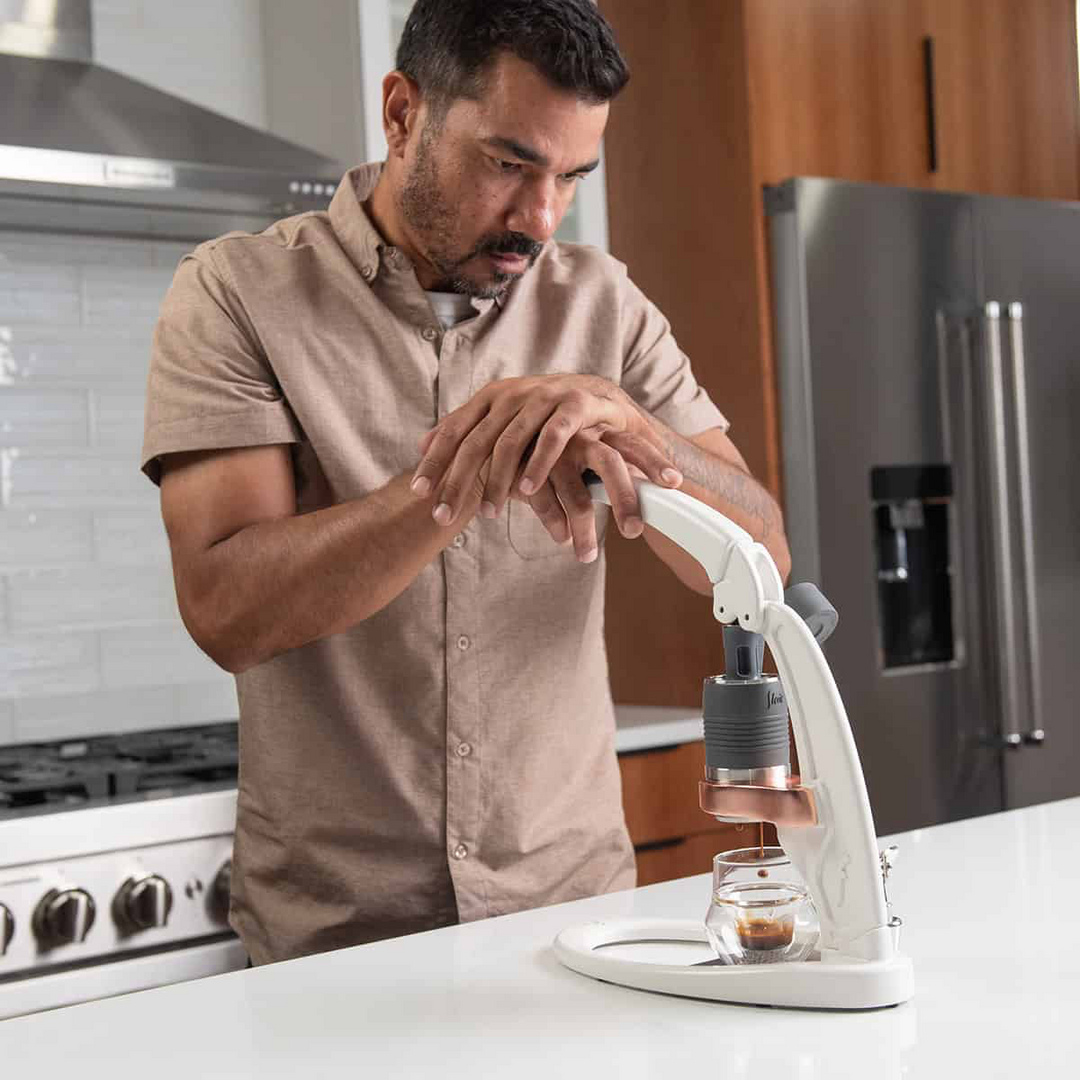 Flair PRO 3 extracción de espresso en la cocina – Coffee Coaching Club 13