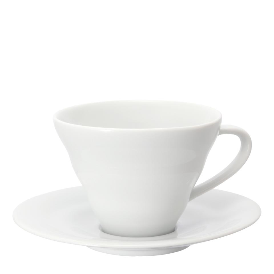Taza de cerámica y platillo Hario con diseño V60 150ml - Blanco - Coffee Coaching Club