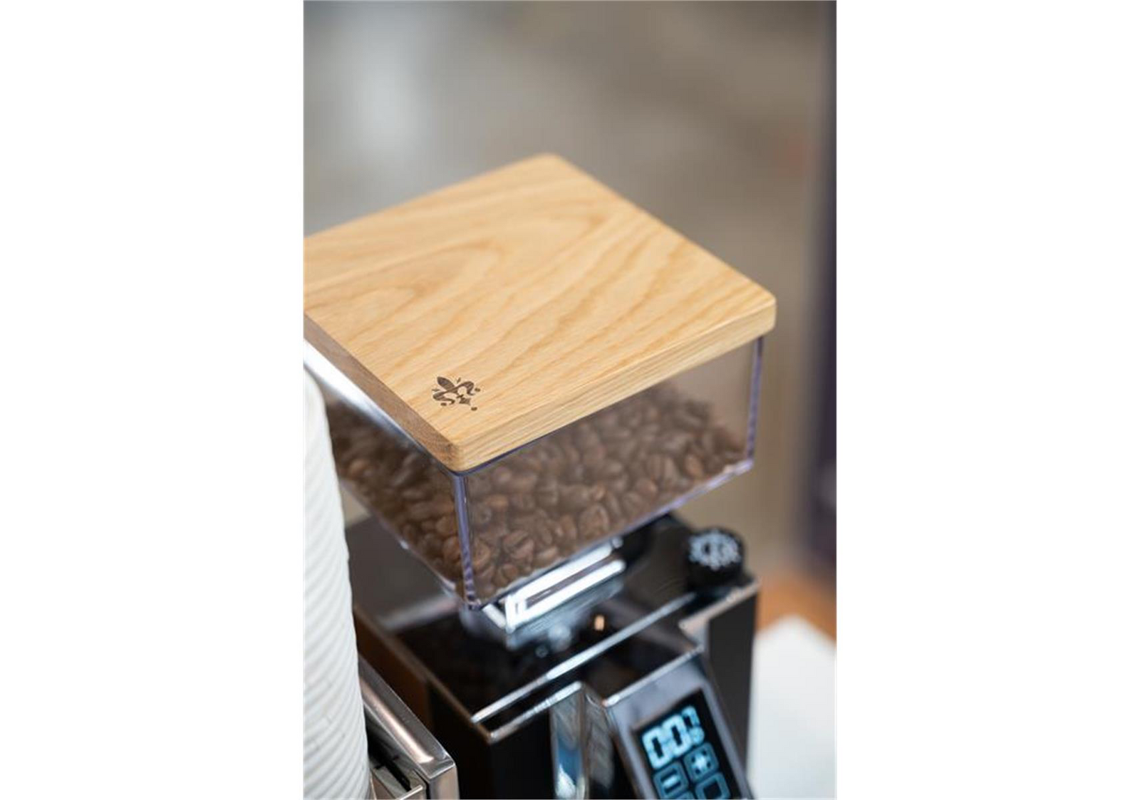 Tapa de tolva de granos de madera para Eureka Mignon Design, Roble - Coffee Coaching Club