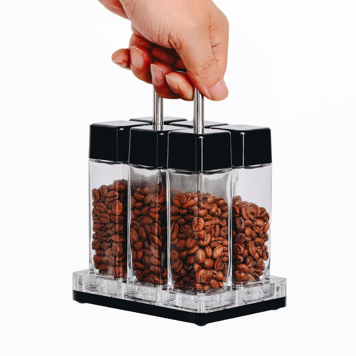 Normcore tubes à grains de café set de 6 en verre avec support – Coffee Coaching Club 1
