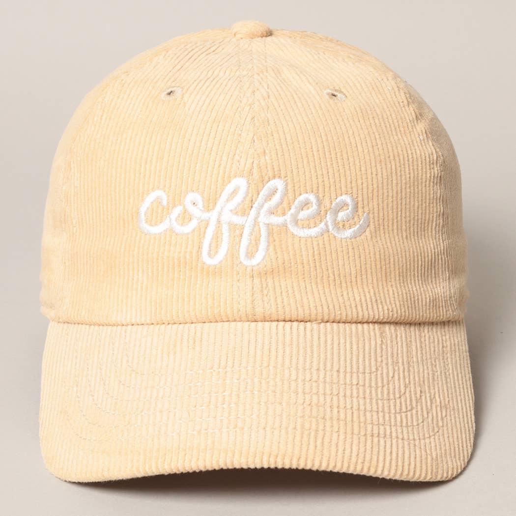Beige corduroy cap with white &