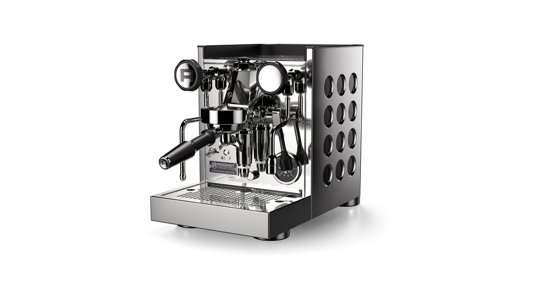 Rocket Appartamento TCA acero inoxidable negro, grupo E61 – Coffee Coaching Club 2