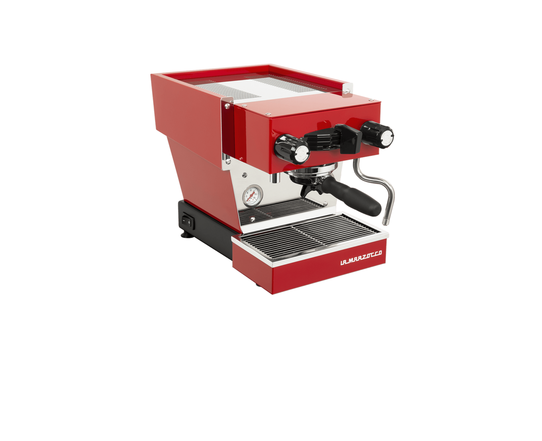 La Marzocco Linea Micra in Rot – Frontansicht halbseitlich – Coffee Coaching Club