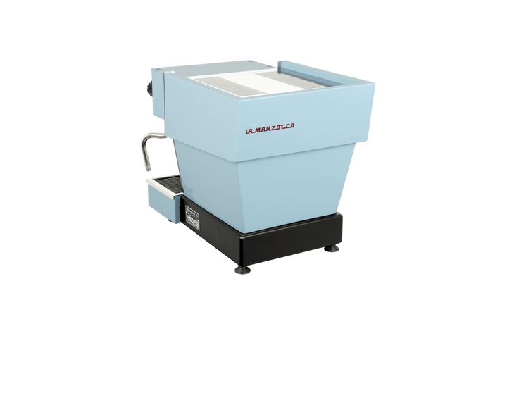 La Marzocco Linea Micra em Azul claro – Vista traseira – Coffee Coaching Club