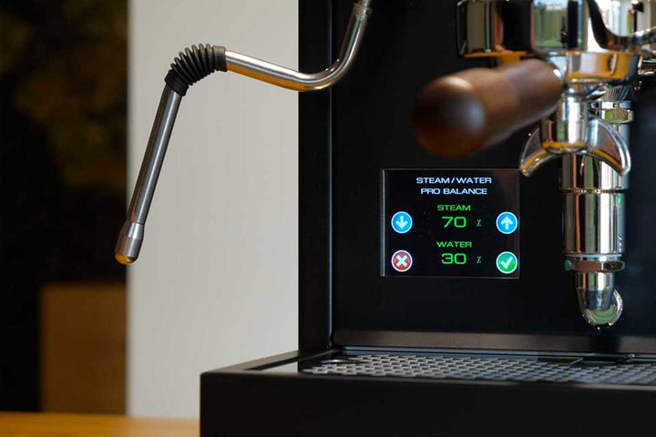 Torre Peppina EVO Premium Dual-Boiler in Edelstahl mit schwarzen Griffen – Coffee Coaching Club