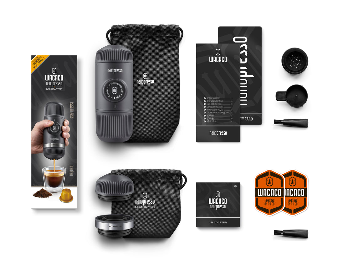 WACACO Nanopresso portable espresso machine + NS adapter - Gray - Coffee Coaching Club