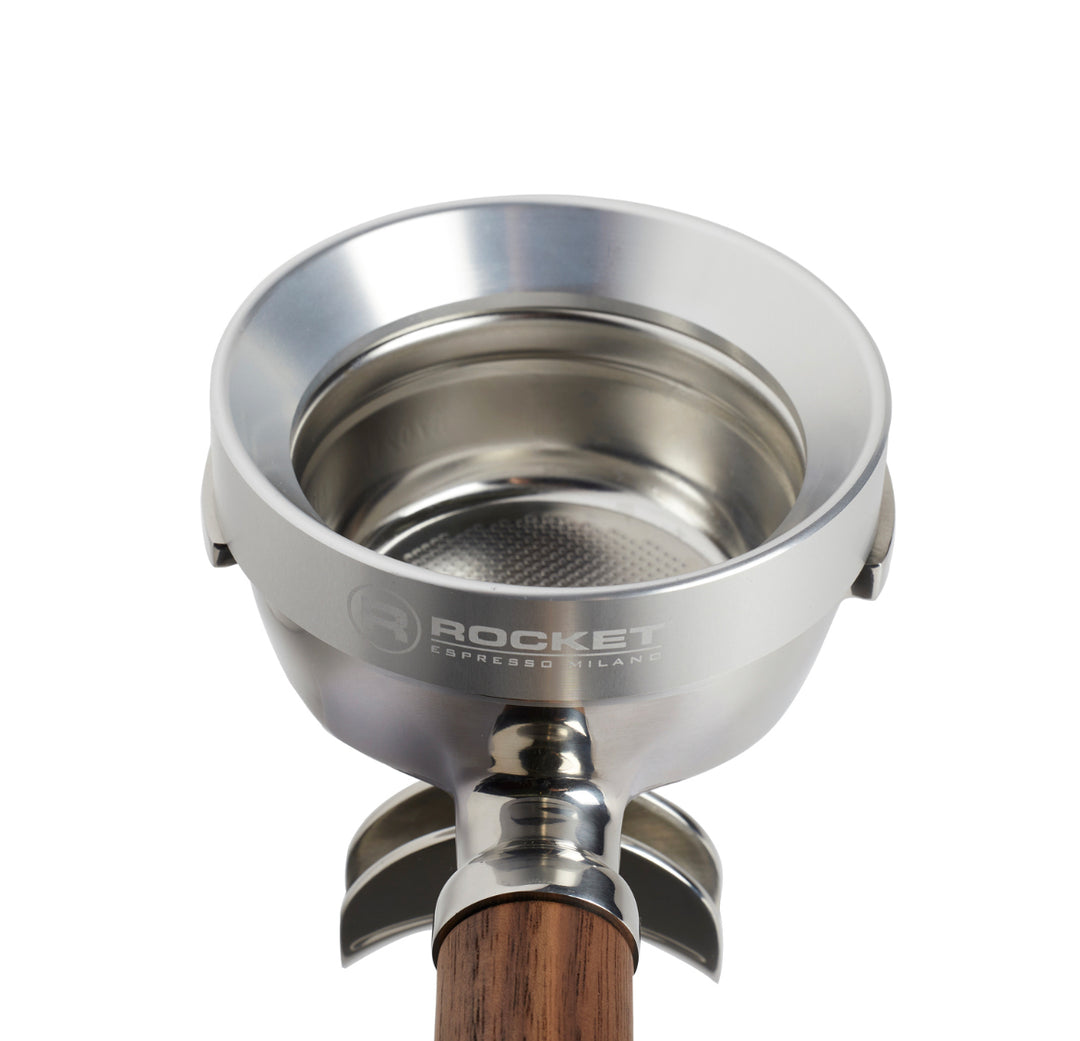 Rocket magnetic aluminum dosing funnel detail – Coffee Coaching Club 2