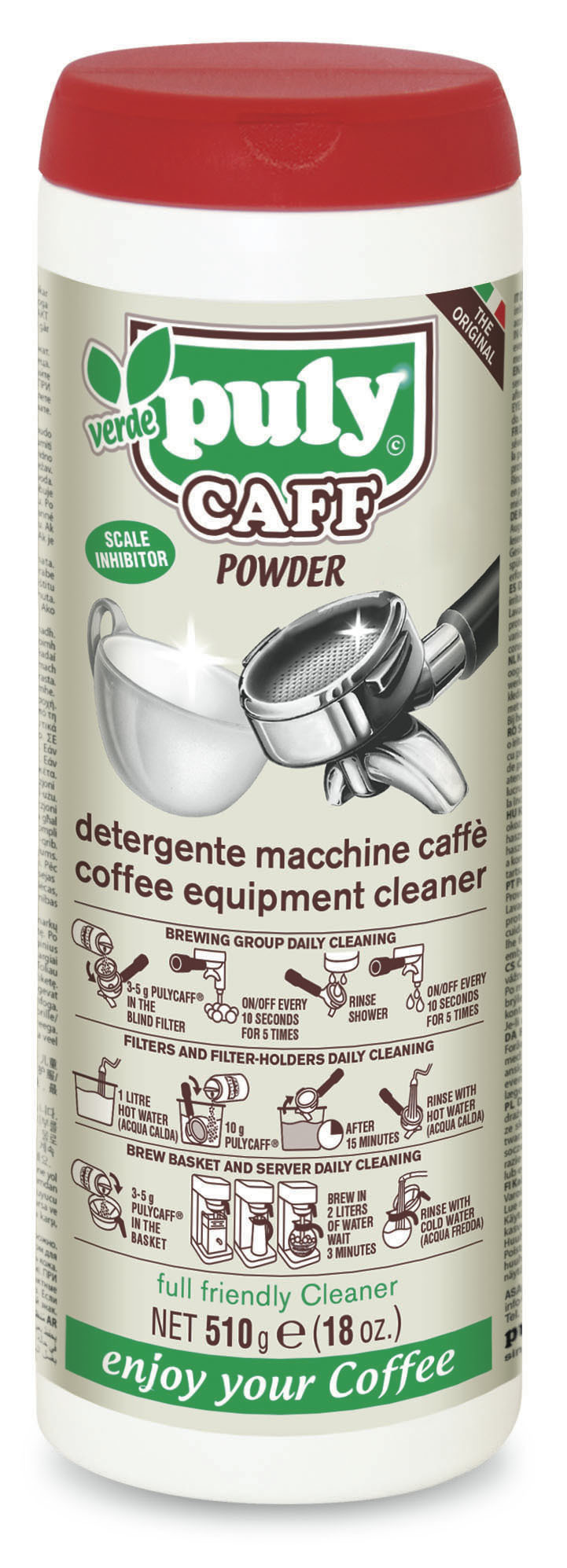 Puly Caff Verde espresso machine cleaning powder - Coffee Coaching Club